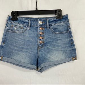 Kendall & Kylie High-Rise Button Up Denim Shorts